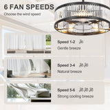 Calivra 28-Inch Crystal Chandelier Ceiling Fan With Light