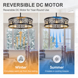 Cinderra 28-Inch Crystal Caged Ceiling Fan With Lights