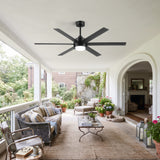 60 Inch Black and Wood Ceiling Fan with Light & Remote