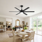60 Inch Black and Wood Ceiling Fan with Light & Remote