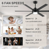 60 Inch Black and Wood Ceiling Fan with Light & Remote