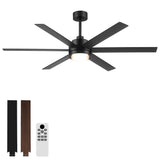 60 Inch Black and Wood Ceiling Fan with Light & Remote