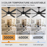 60 Inch Black and Wood Ceiling Fan with Light & Remote
