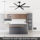 60 Inch Black and Wood Ceiling Fan with Light & Remote