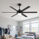 60 Inch Black and Wood Ceiling Fan with Light & Remote