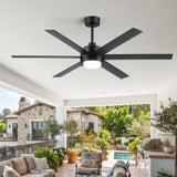60 Inch Black and Wood Ceiling Fan with Light & Remote