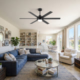 60 Inch Black and Wood Ceiling Fan with Light & Remote