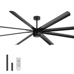 Large 96/100/108 Inch Industrial Ceiling Fan with Remote, No Light with 7/8 Aluminum Blades,DC Motor, 6 Speeds, Forward & Reverse Function-2/3 Downrods Included
