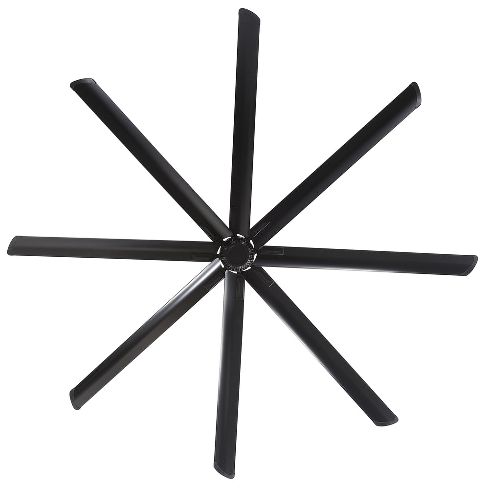 Top view of AeroSpan XL 100-inch black ceiling fan with 8 aluminum blades