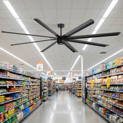 Large 96/100/108 Inch Industrial Ceiling Fan with Remote, No Light with 7/8 Aluminum Blades,DC Motor, 6 Speeds, Forward & Reverse Function-2/3 Downrods Included