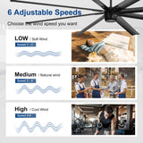 AeroSpan XL 100-inch ceiling fan with 6 adjustable speeds for low, medium and high airflow
