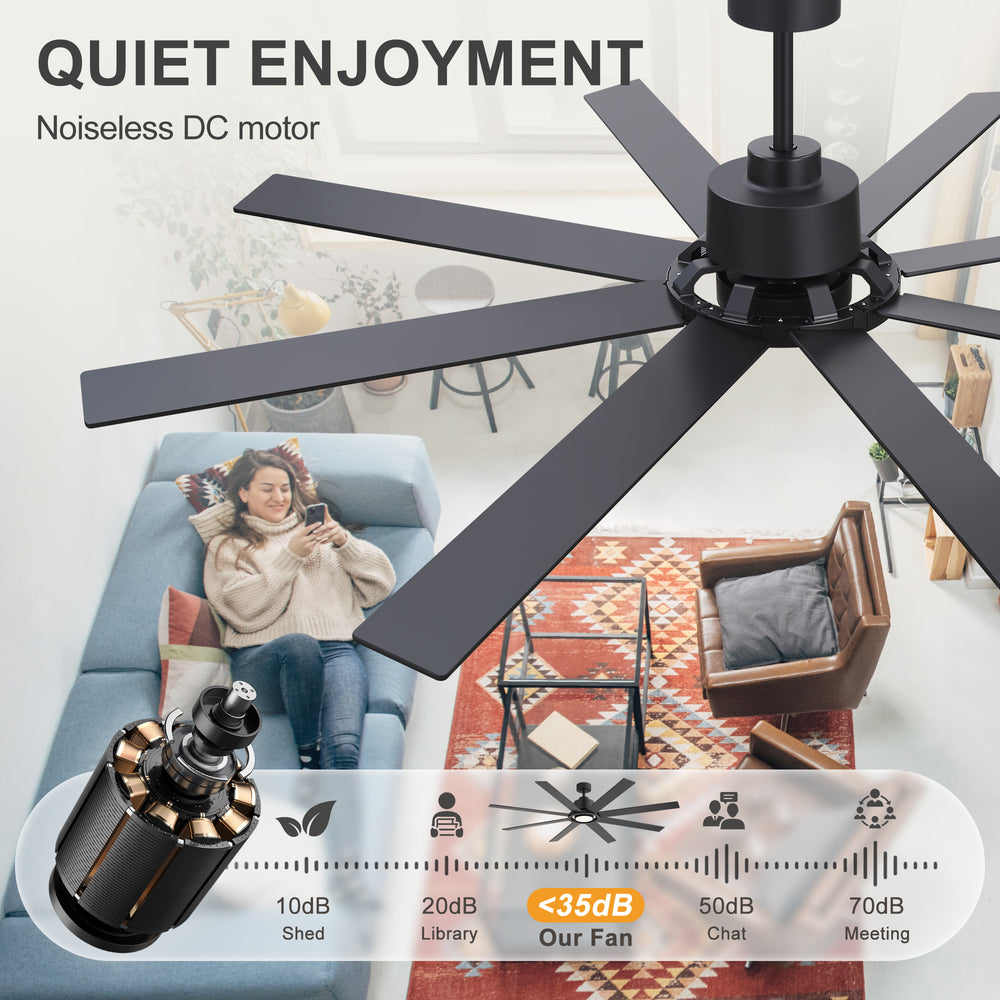 Altairn 72 Inch Dimmable Ceiling Fan With Light and Remote