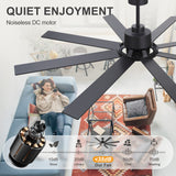 Altairn 72 Inch Dimmable Ceiling Fan With Light and Remote