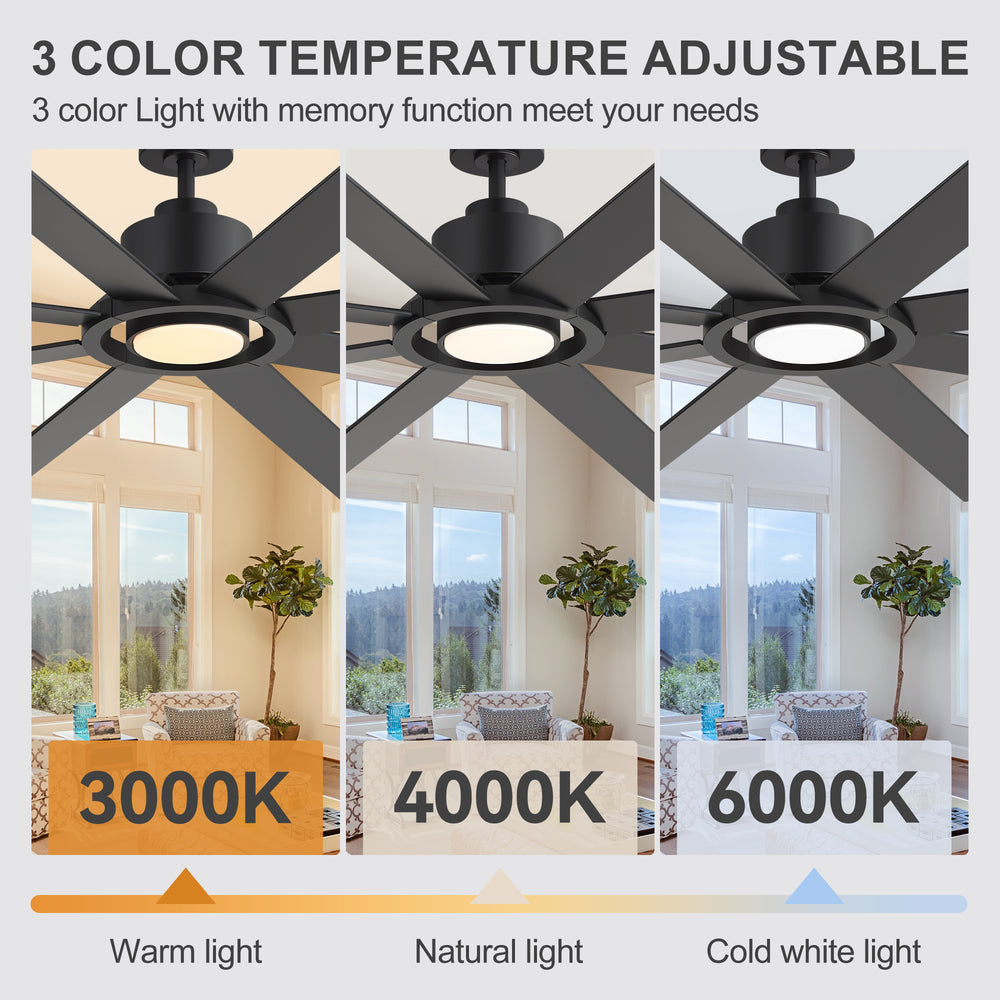 Altairn 72 Inch Dimmable Ceiling Fan With Light and Remote