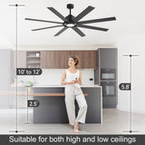 Altairn 72 Inch Dimmable Ceiling Fan With Light and Remote