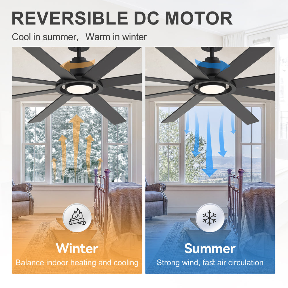 Altairn 72 Inch Dimmable Ceiling Fan With Light and Remote