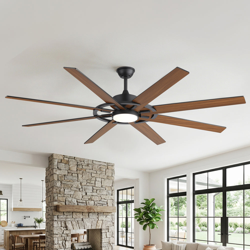 72 Inch Large Ceiling Fan with Light, 8 Reversible Blades, Quiet DC Motor, 6 Speeds Remote Control, 3CCT Dimmable LED, Reversible Airflow, 5-inch and 10-inch Downrods Included