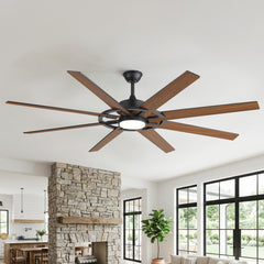 72 Inch Large Ceiling Fan with Light, 8 Reversible Blades, Quiet DC Motor, 6 Speeds Remote Control, 3CCT Dimmable LED, Reversible Airflow, 5-inch and 10-inch Downrods Included