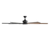 AeroSpan Lux 72-inch black 8-blade ceiling fan side view showing slim profile and extended blade span