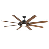 AeroSpan Lux 72" Large Black 8-Blade Ceiling Fan with Light & Remote