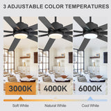 Lumivolt 72-inch 7-blade ceiling fan with 3 color temperatures 3000K soft white 4000K natural 6000K cool