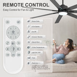 Lumivolt 72-inch 7-blade ceiling fan remote control 6 speeds forward reverse natural wind timer 1 2 4 hours light dimmer