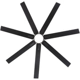 Top-down view Lumivolt 72-inch black 7-blade ceiling fan showing full span