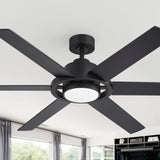 Magnara 60 Inch Black Ceiling Fan With Light and Remote