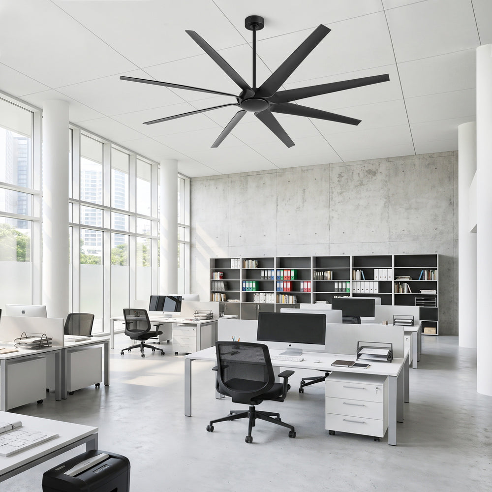 100 Inch Large Black Ceiling Fan without Light, 8 Blades, DC Motor & Remote