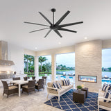 100 Inch Large Black Ceiling Fan without Light, 8 Blades, DC Motor & Remote