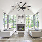 100 Inch Large Black Ceiling Fan without Light, 8 Blades, DC Motor & Remote