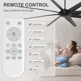 100 Inch Large Black Ceiling Fan without Light, 8 Blades, DC Motor & Remote
