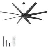 100 Inch Large Black Ceiling Fan without Light, 8 Blades, DC Motor & Remote