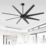 100 Inch Large Black Ceiling Fan without Light, 8 Blades, DC Motor & Remote