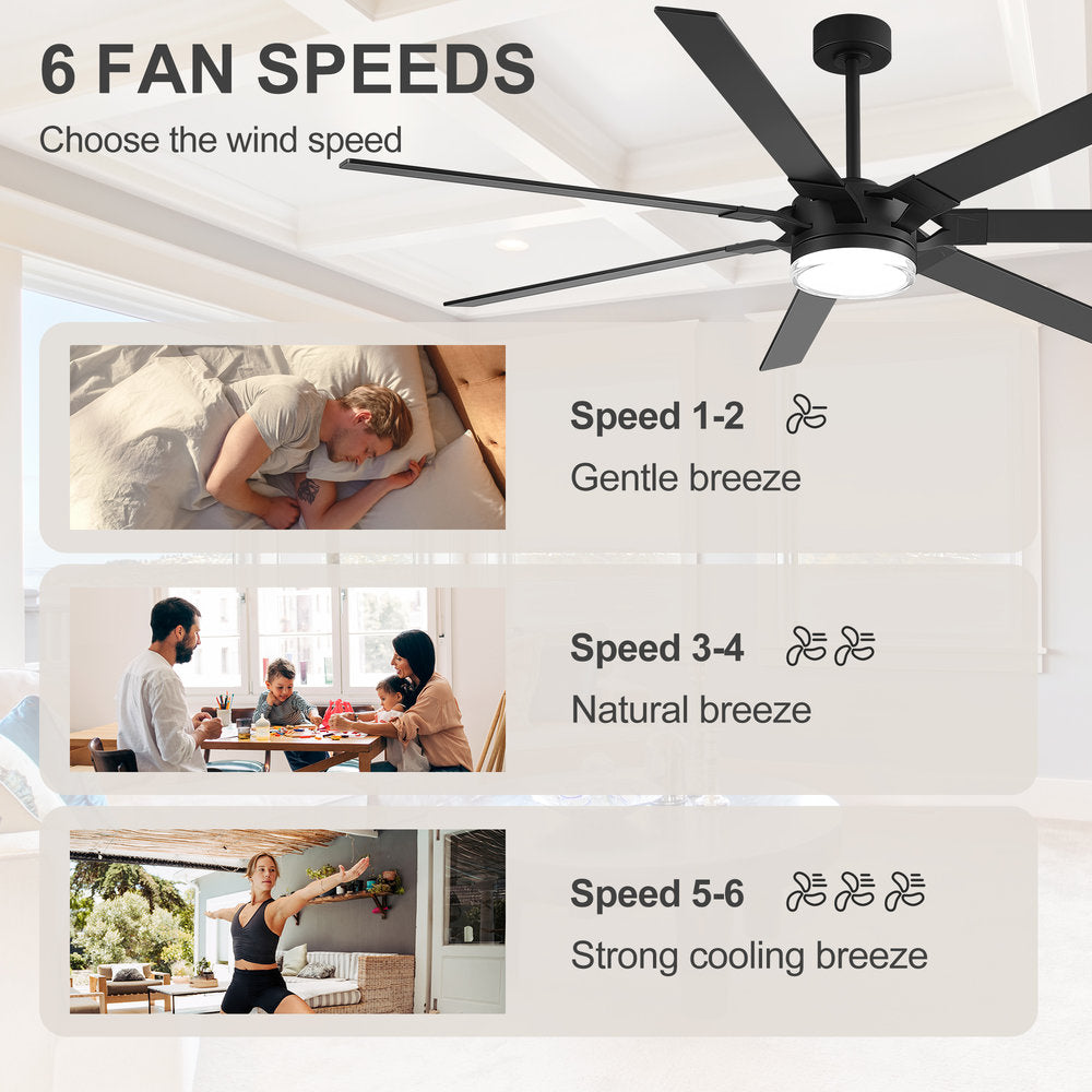 72 Inch 7-Blade Ceiling Fan with Light & Remote