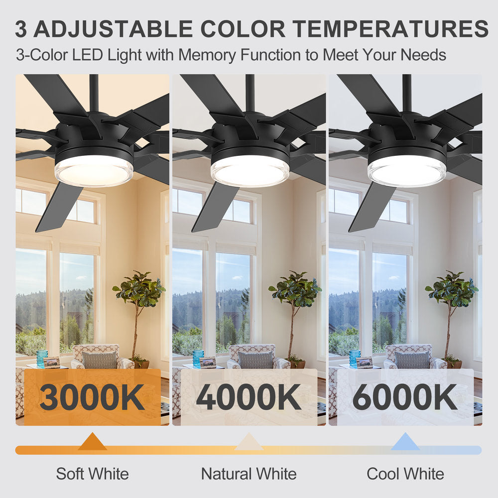 72 Inch 7-Blade Ceiling Fan with Light & Remote