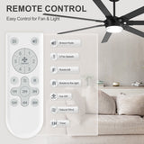 72 Inch 7-Blade Ceiling Fan with Light & Remote