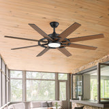 60 Inch 8-Blade Black Ceiling Fan with Light & Remote