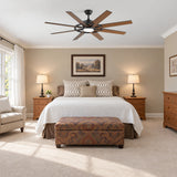 60 Inch 8-Blade Black Ceiling Fan with Light & Remote