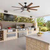 60 Inch 8-Blade Black Ceiling Fan with Light & Remote