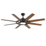60 Inch 8-Blade Black Ceiling Fan with Light & Remote
