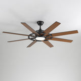 60 Inch 8-Blade Black Ceiling Fan with Light & Remote