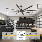 Arvessa 100 Inch Industrial No Light Ceiling Fan With Remote