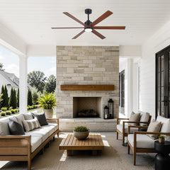 52/60 Inch Modern Solid Wood Ceiling Fan with Light, Paulownia Blades, Quiet DC Motor, Dimmable 3CCT LED, Remote Control, Reversible, 6 Speeds, Living Room