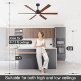 Velelle 60 Inch Ceiling Fan With Light and Remote