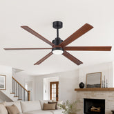 52/60 Inch Modern Solid Wood Ceiling Fan with Light, Paulownia Blades, Quiet DC Motor, Dimmable 3CCT LED, Remote Control, Reversible, 6 Speeds, Living Room