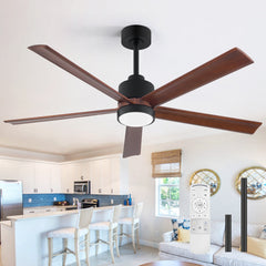 52 Inch Modern Ceiling Fan with Light, Solid Wood Blades, Quiet Reversible DC Motor, Remote Control, 6-Speed, Dimmable LED, 3 Color Temperatures, Memory Function