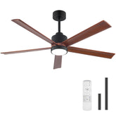 Verara 52-Inch Black Ceiling Fan With Light