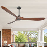 72 Inch Large Ceiling Fan without Light with 3 Solid Wood Blades & Remote