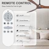 72 Inch Large Ceiling Fan without Light with 3 Solid Wood Blades & Remote